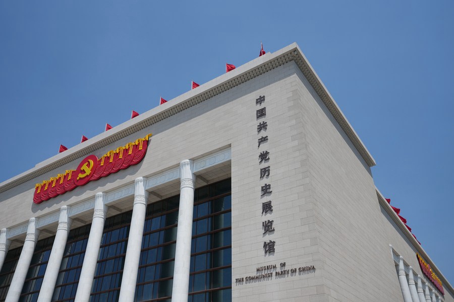 Vista esterna del Museo del Partito Comunista Cinese a Beijing. (22 giugno 2021 - Xinhua/Ju Huanzong)