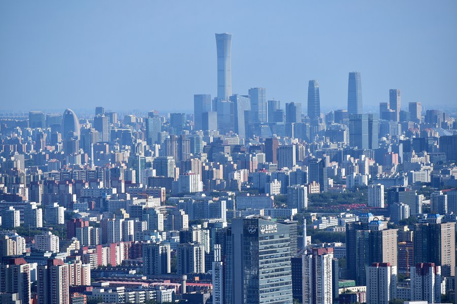 Vista dei grattacieli del Central Business District (CBD) a Beijing, capitale della Cina. (9 settembre 2020 - Xinhua/Chen Zhonghao)