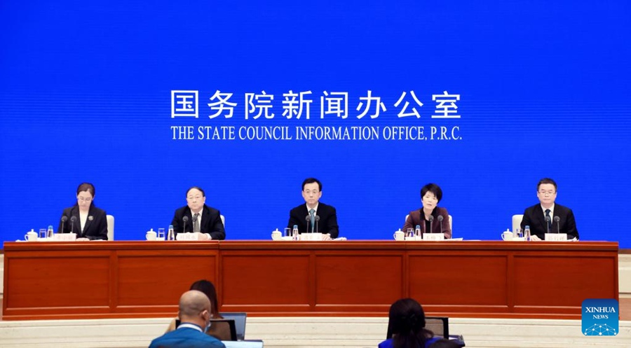 A Beijing, l'Ufficio di informazioni del Consiglio di Stato tiene una conferenza stampa di introduzione al libro bianco sullo sviluppo dei parasport in Cina. (3 marzo 2022-Xinhua/Pan Xu)
