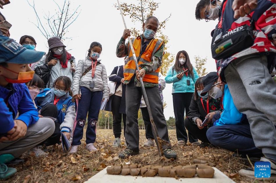 Famiglie partecipano al tour durante la stagione archeologica pubblica di Beijing