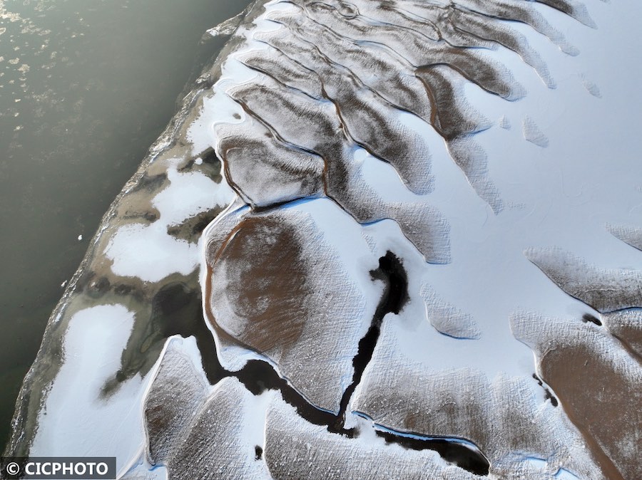 Heilongjiang: splendido scenario di deriva del ghiaccio nella sezione Rao del fiume Wusuli