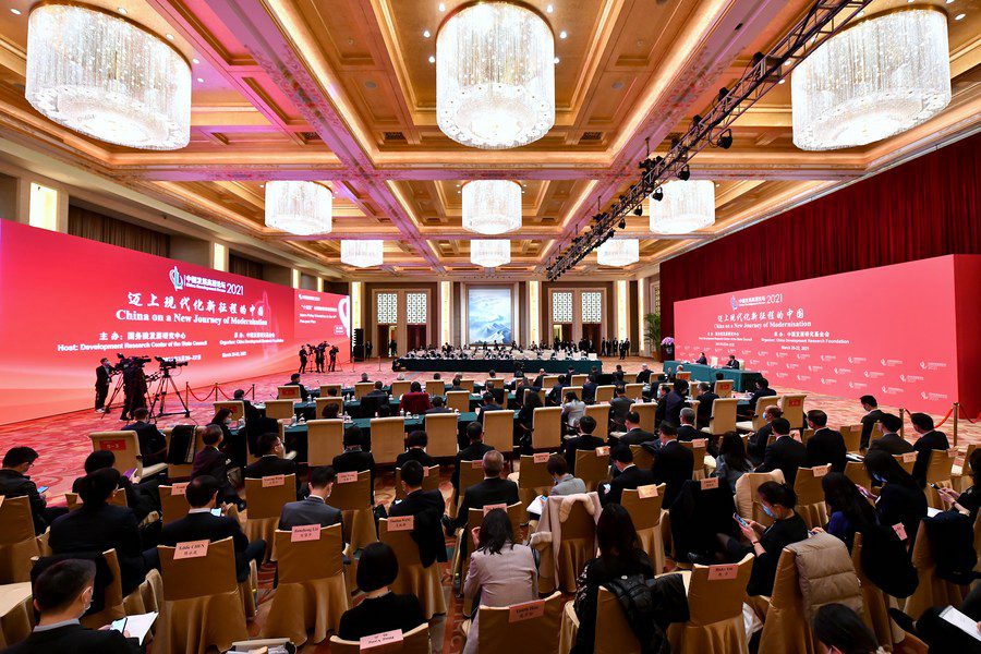 La cerimonia di apertura del China Development Forum 2021 a Beijing. (21 marzo 2021 -Xinhua/Li Xin)