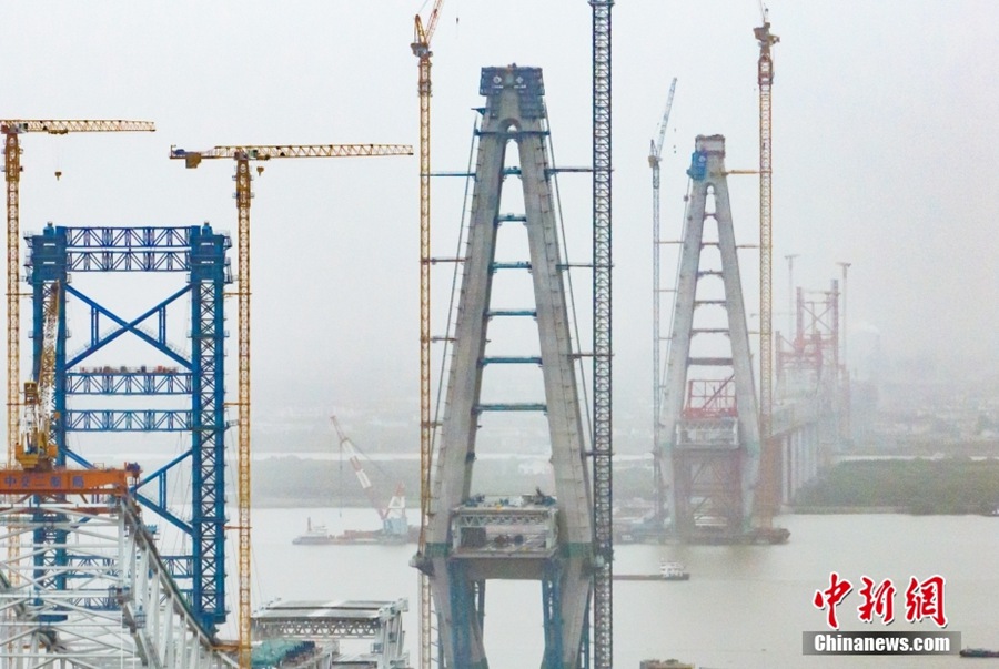 Jiangsu: in costruzione il ponte Changtai sul fiume Yangtze