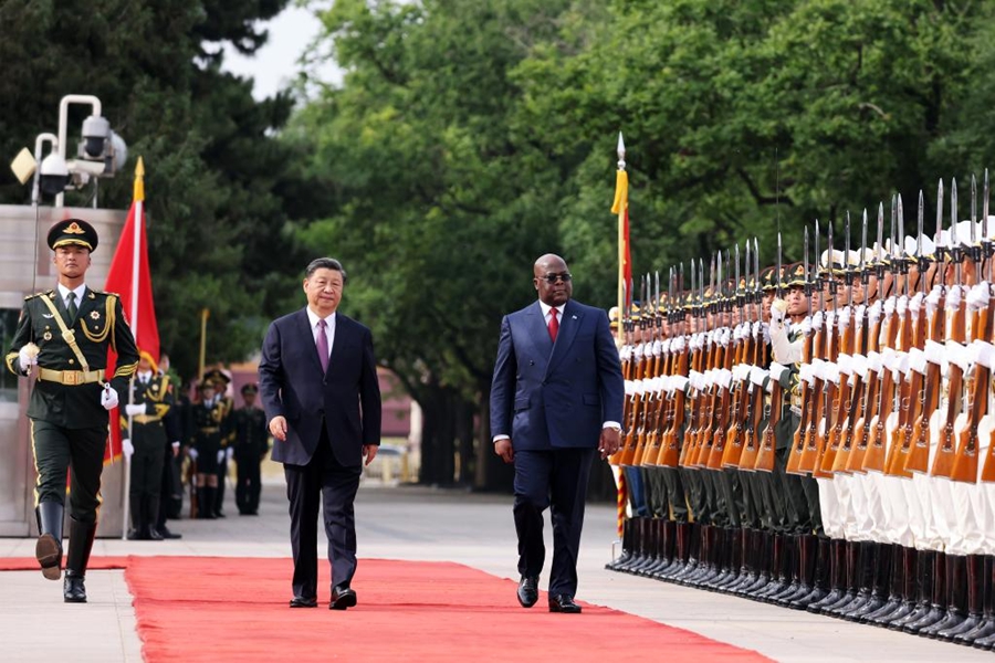 Xi Jinping in colloquio con il presidente del Congo-Kinshasa Félix Tshisekedi