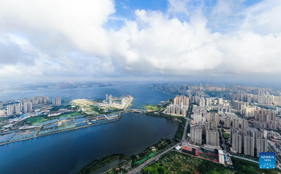 Vista aerea della città di Zhanjiang nel Guangdong