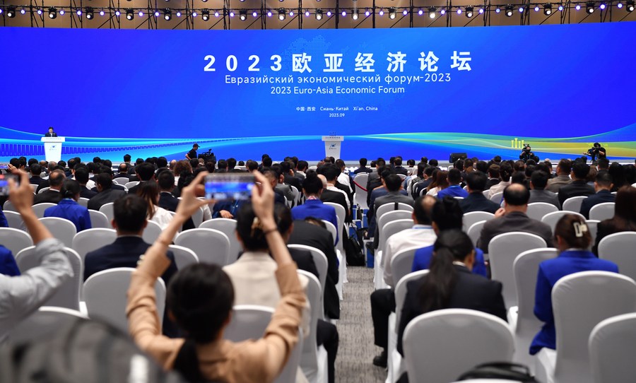 Forum Economico Euro-Asiatico del 2023 a Xi'an, capoluogo della provincia dello Shaanxi, Cina nordoccidentale. (22 settembre 2023 - Xinhua/Shao Rui)