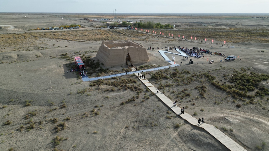 Vista aerea della rete dei percorsi del corridoio Chang'an-Tianshan sulla Via della Seta