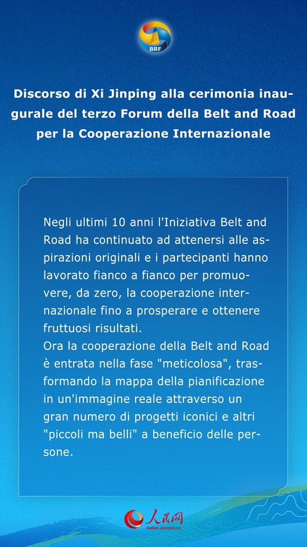 Punti chiave del discorso di Xi Jinping alla cerimonia inaugurale del terzo Forum della Belt and Road per la Cooperazione Internazionale