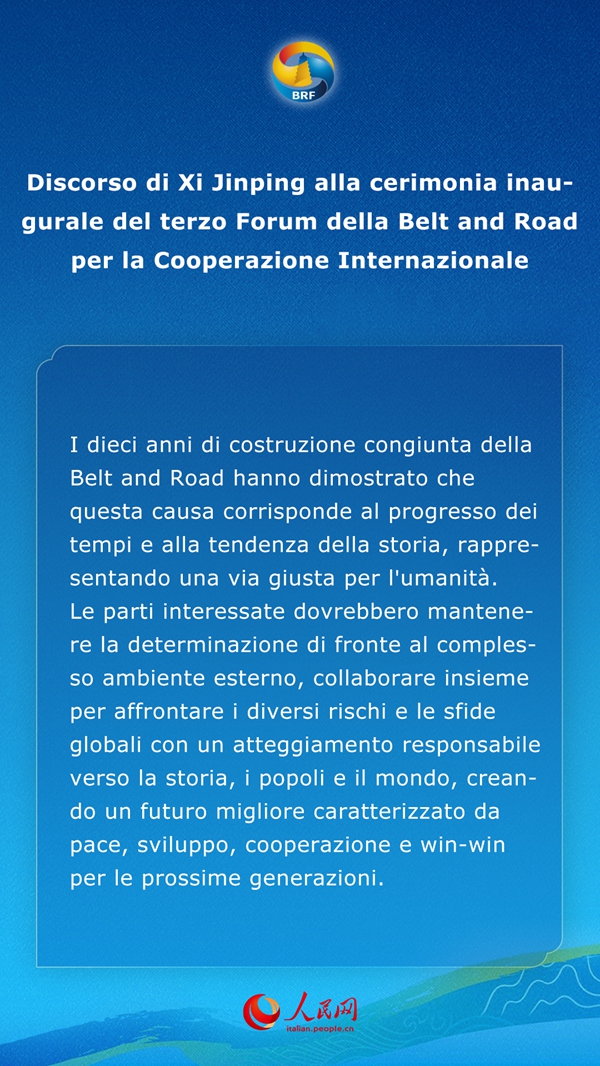 Punti chiave del discorso di Xi Jinping alla cerimonia inaugurale del terzo Forum della Belt and Road per la Cooperazione Internazionale