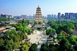 Vista aerea della rete dei percorsi del corridoio Chang'an-Tianshan sulla Via della Seta