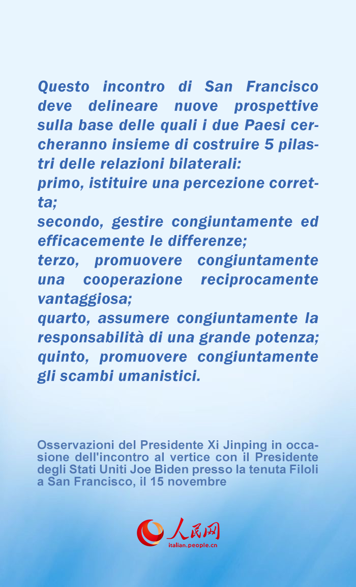 Cina-USA: punti salienti delle osservazioni di Xi Jinping durante l'incontro con Joe Biden a San Francisco