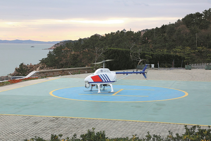Un elicottero marittimo senza pilota schierato a Weihai, nella provincia dello Shandong. (Foto fornita al China Daily)
