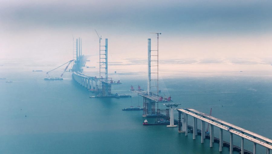 Zhuhai: la costruzione del ponte sul Mar di Huangmao procede a gonfie vele