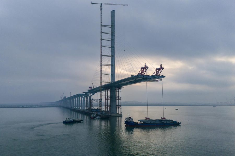 Zhuhai: la costruzione del ponte sul Mar di Huangmao procede a gonfie vele