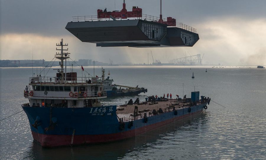 Zhuhai: la costruzione del ponte sul Mar di Huangmao procede a gonfie vele