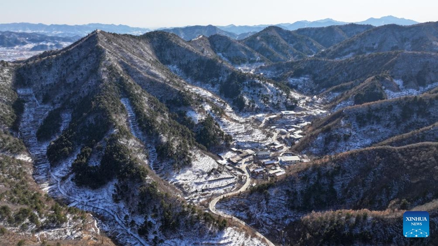 Vista del villaggio di Qian'ganjian, a Tianjin, nel nord della Cina. (22 febbraio 2024 - Xinhua/Sun Fanyue)