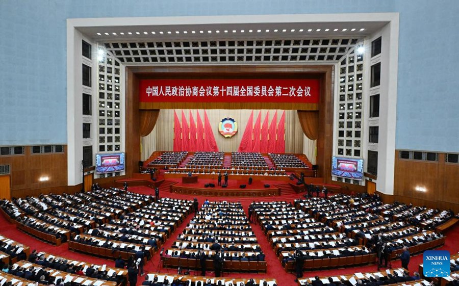 La seconda riunione plenaria della seconda sessione del 14° Comitato Nazionale della Conferenza Consultiva Politica del Popolo Cinese (CCPPC) presso la Grande Sala del Popolo a Beijing. (7 marzo 2024 - Xinhua/Chen Yehua)