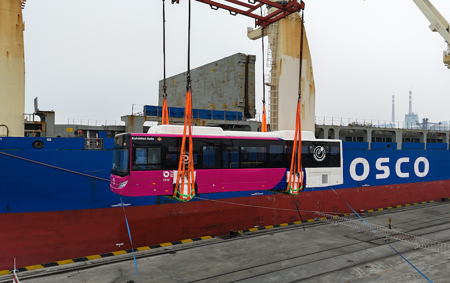Shandong, autobus a nuova energia esportati dal proto di Qingdao