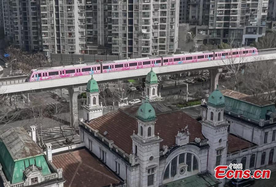 I treni rosa della metropolitana viaggiano verso la primavera