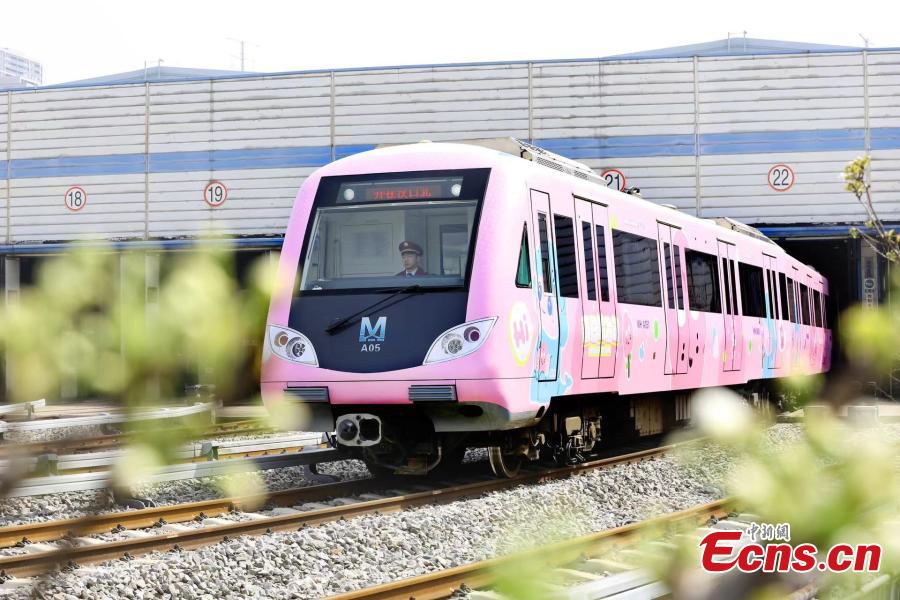 I treni rosa della metropolitana viaggiano verso la primavera