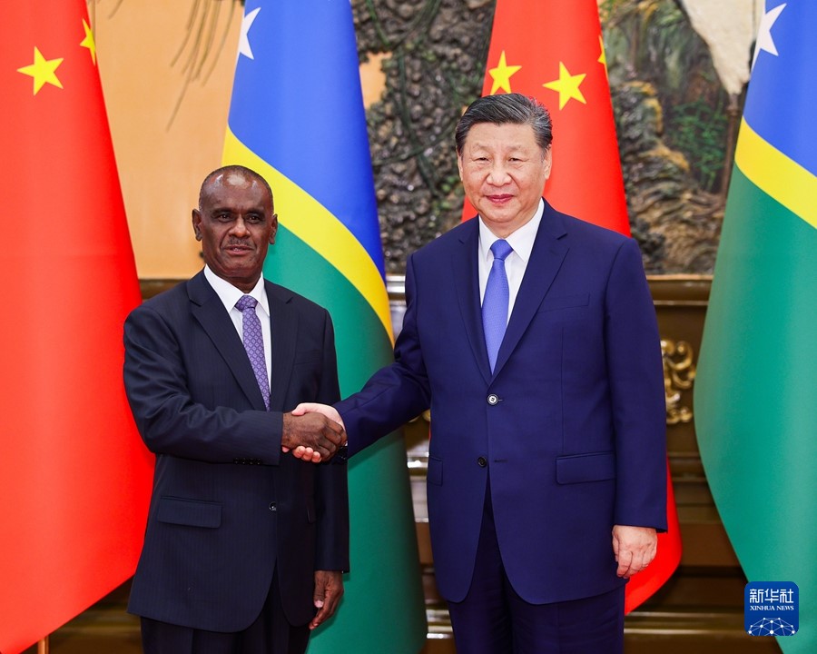 Xi Jinping incontra il primo ministro delle Isole Salomone Jeremiah Manele