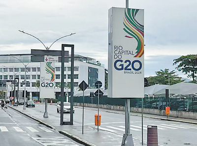 Segnaletica per il vertice dei leader del G20 per le strade di Rio de Janeiro. (Zhou Ji/Quotidiano del Popolo)