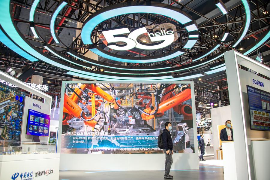Sede della China 5G+ Industrial Internet Conference a Wuhan, nella provincia centrale cinese dello Hubei. (20 novembre 2021 - Xinhua/Wu Zhizun)