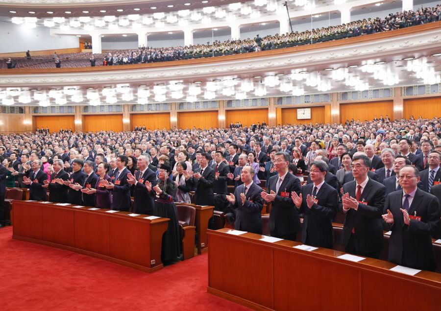 Xi Jinping e altri leader partecipano alla riunione di chiusura della terza sessione del 14°Comitato Nazionale CCPPC