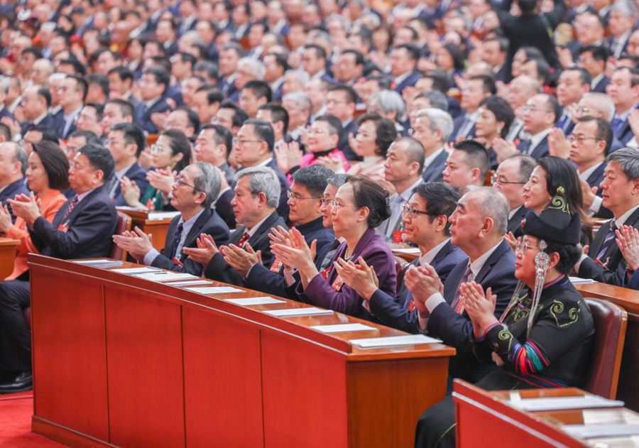 Xi Jinping e altri leader partecipano alla riunione di chiusura della terza sessione del 14°Comitato Nazionale CCPPC