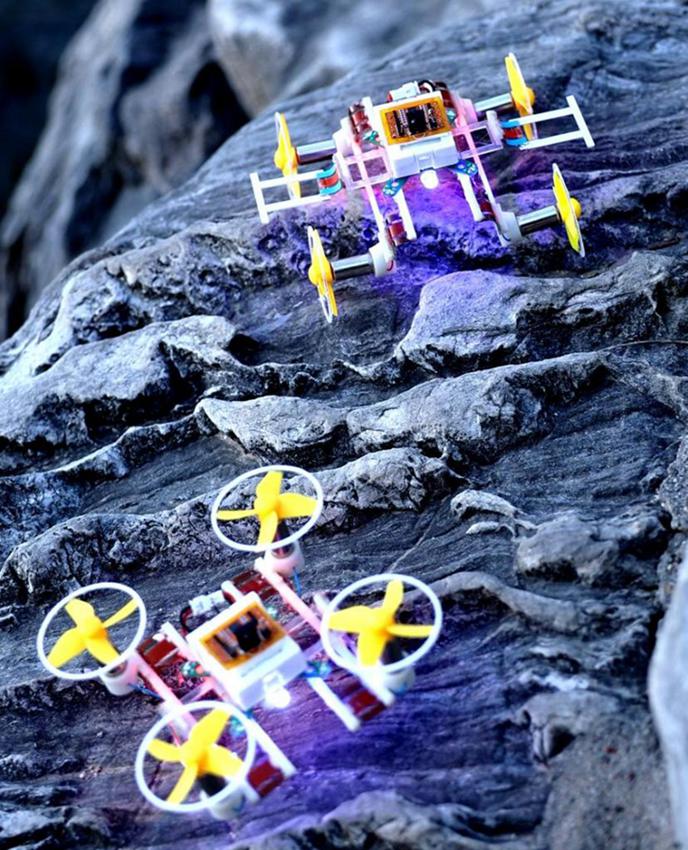 Micro-robot terrestri-aerei non collegati, sviluppati da un team di ricerca dell'Università Tsinghua di Beijing, capitale della Cina. (2 gennaio 2025 - In gentile concessione a Xinhua/Università Tsinghua)