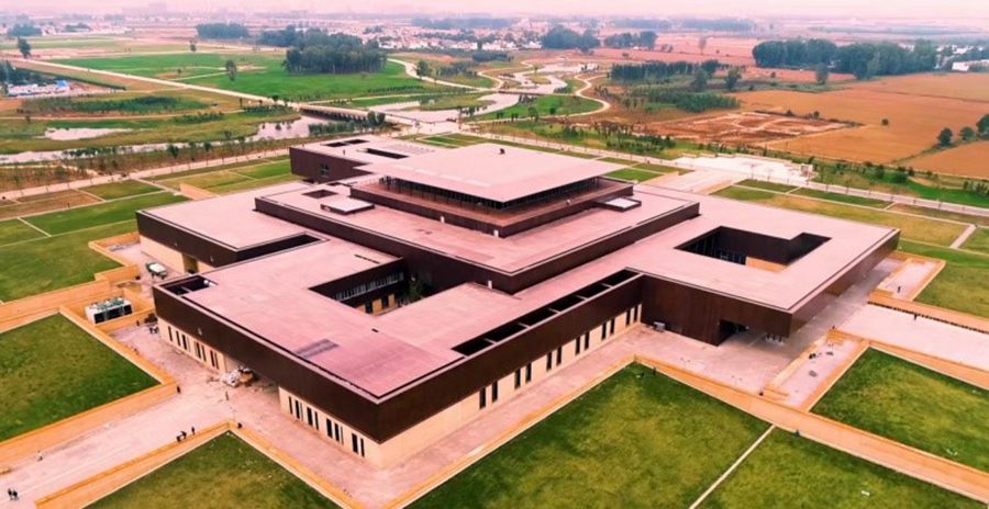 Vista aerea del Museo del Sito Erlitou della Capitale Xia. (Foto per gentile concessione del Museo del Sito Erlitou della Capitale Xia)
