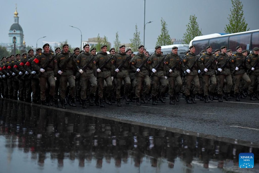 Prove generali per la parata militare del Giorno della Vittoria tenute a Mosca. (29 aprile 2025 - Xinhua/Alexander Zemlianichenko Jr)