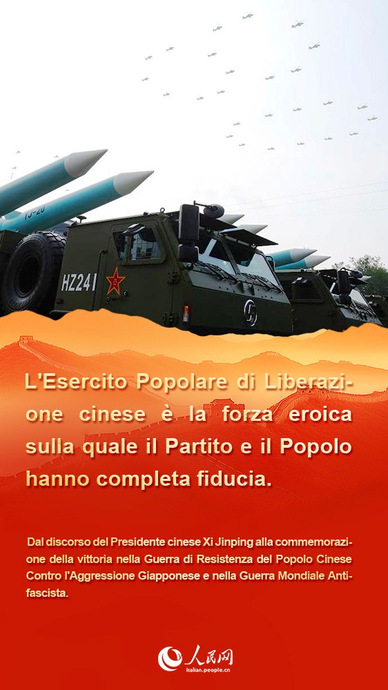 Poster: discorso di Xi Jinping alla commemorazione della vittoria nella Guerra di Resistenza del Popolo Cinese Contro l'Aggressione Giapponese e nella Guerra Mondiale Antifascista