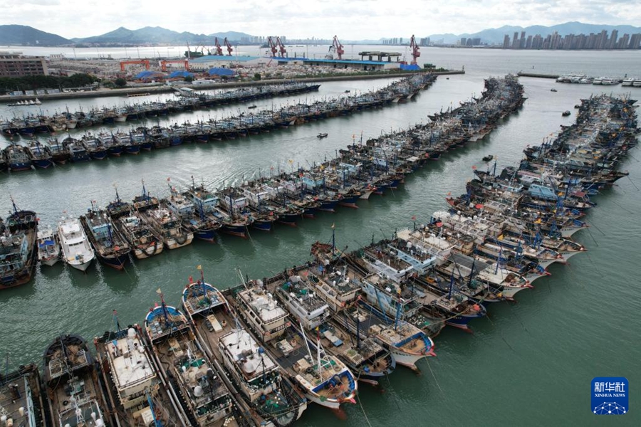Pescherecci ormeggiano nel porto peschereccio centrale Min-Tai di Gaoqi a Xiamen, provincia del Fujian. (22 settembre 2025 – Xinhua/Zeng Demeng)