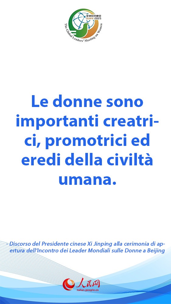 Poster: discorso di Xi Jinping alla cerimonia di apertura dell'Incontro dei Leader Mondiali sulle Donne a Beijing
