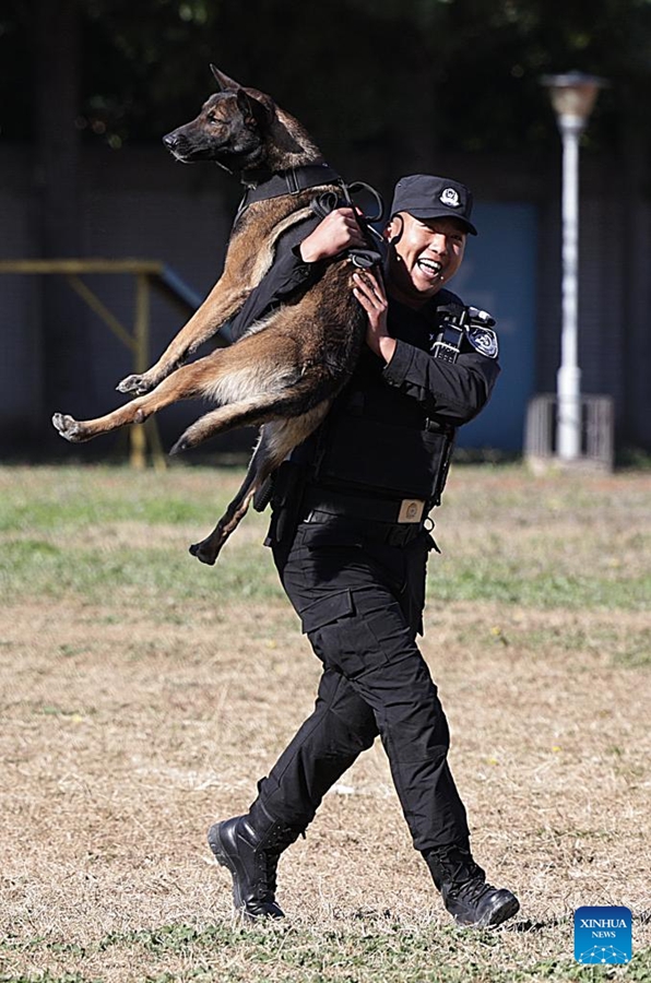 Gara di abilità per cani poliziotto tenuta a Beijing