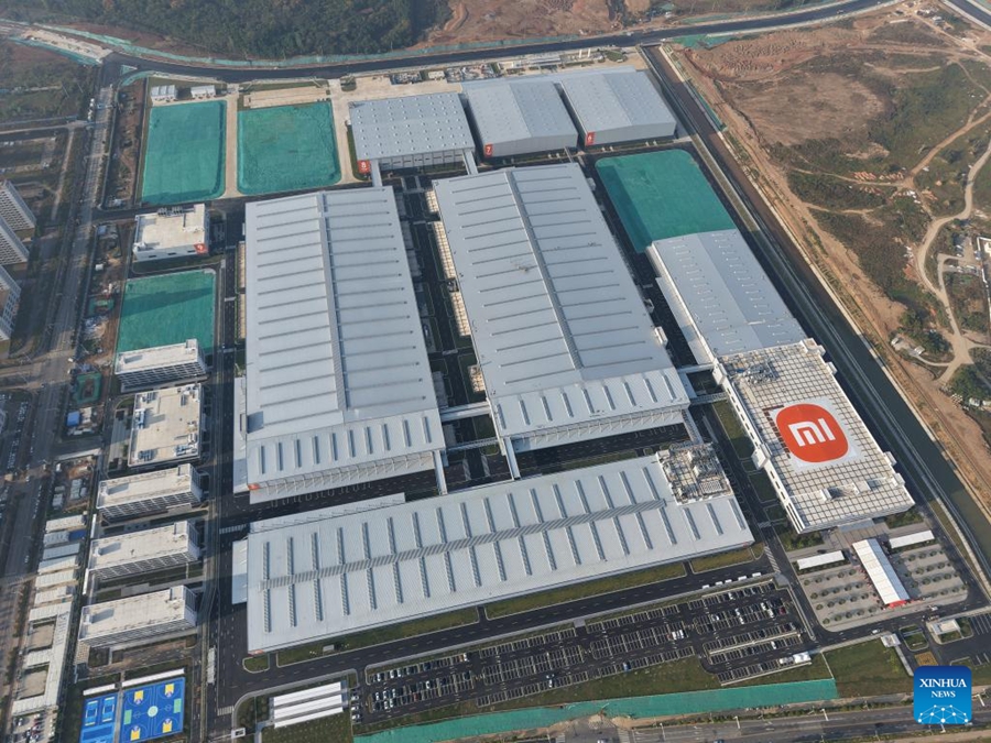 Vista aerea della prima fabbrica di elettrodomestici intelligenti di Xiaomi a Wuhan, nella provincia dello Hubei, Cina centrale. (28 ottobre 2025 - Xinhua/Pan Zhiwei)