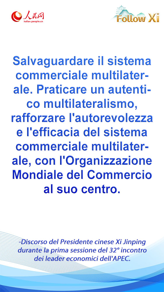 Poster: discorso del Presidente cinese Xi Jinping durante la prima sessione del 32° incontro dei leader economici dell'APEC