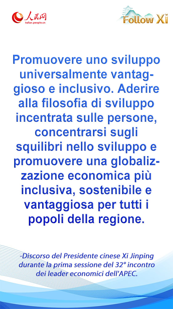 Poster: discorso del Presidente cinese Xi Jinping durante la prima sessione del 32° incontro dei leader economici dell'APEC