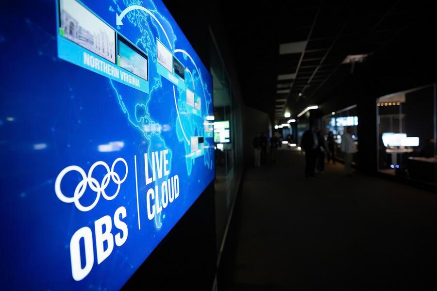 Presentazione di OBS presso l'International Broadcast Center dei Giochi Olimpici Invernali di Milano-Cortina 2026 a Milano. (Xinhua)