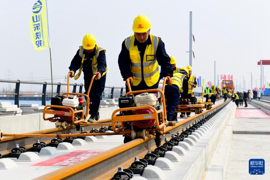 Ferrovia ad alta velocità Jinan–Binzhou entra nella fase di posa dei binari su tutta la linea