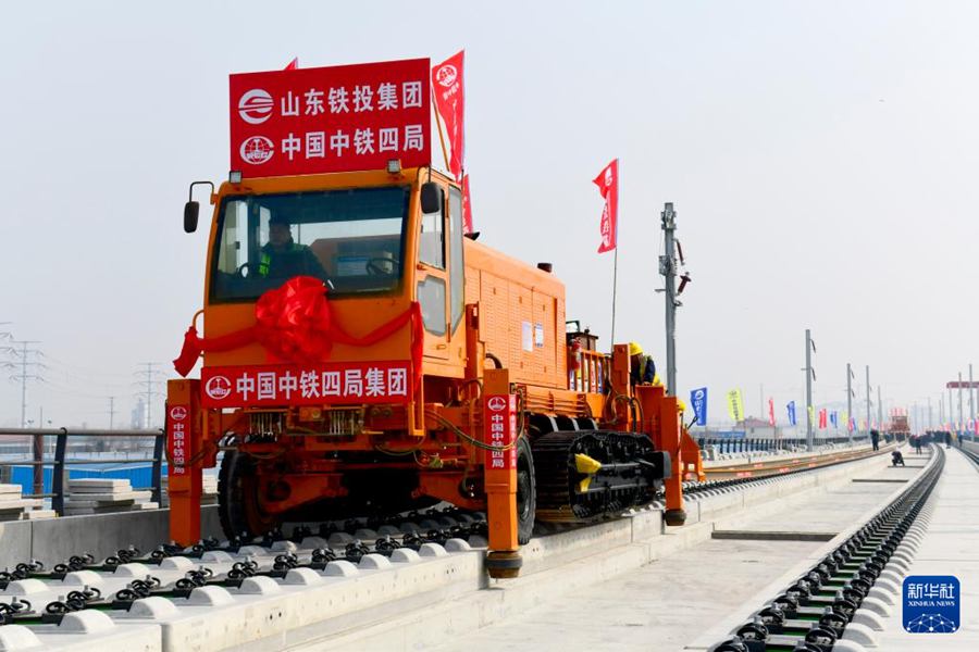 Ferrovia ad alta velocità Jinan–Binzhou entra nella fase di posa dei binari su tutta la linea