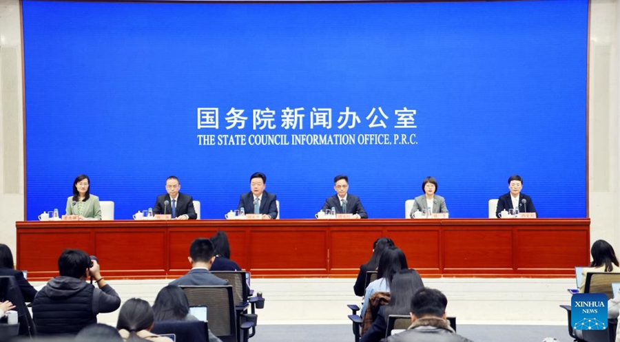 L'Ufficio Informazioni del Consiglio di Stato (SCIO) tiene una conferenza stampa sui risultati del piano d'azione speciale 2023-2025 per la commercializzazione e l'utilizzo dei brevetti, a Beijing, capitale della Cina. (23 marzo 2026 - Xinhua/Pan Xu)