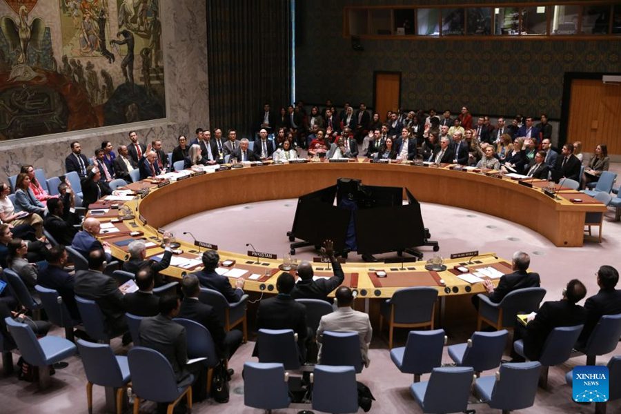 Rappresentanti votano su un progetto di risoluzione del Consiglio di Sicurezza dell'ONU riguardante lo Stretto di Hormuz, presso la sede delle Nazioni Unite a New York. (7 aprile 2026 - Xinhua/Xie E)
