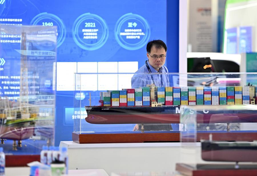 Stand espositivo della 4ª Tianjin International Shipping Industry Expo, a Tianjin, Cina settentrionale. (2 giugno 2026 - Xinhua/Zhao Zishuo)