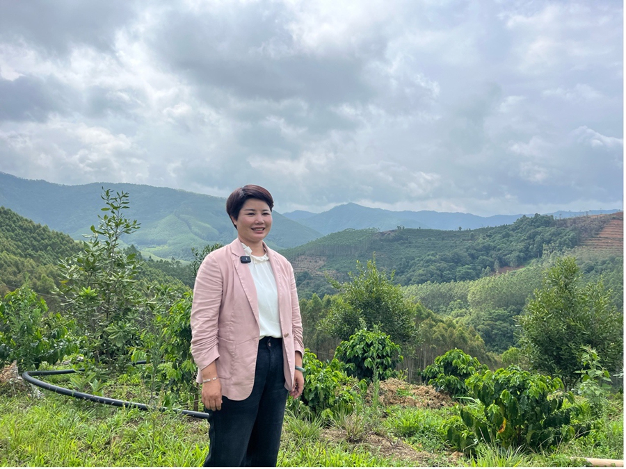 Li Meiying sulle colline della contea di Menglian. (Quotidiano del Popolo Online/Kou Jie)