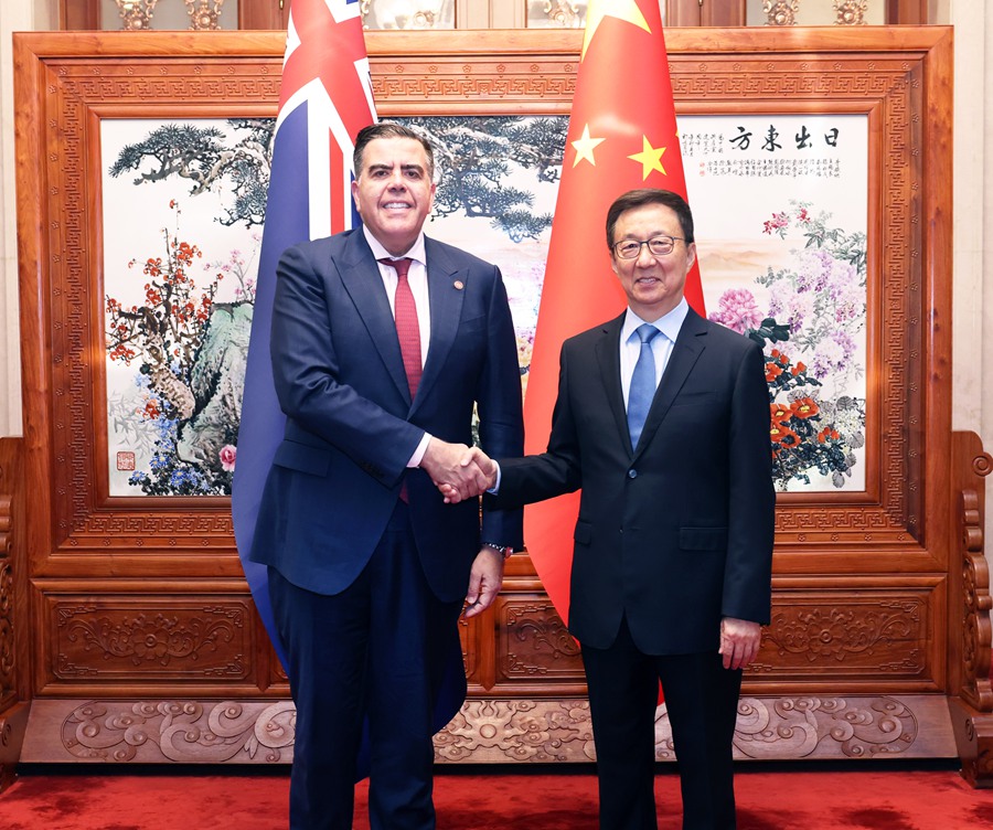 Incontro tra Han Zheng e il presidente della Camera dei Rappresentanti australiana, Milton Dick