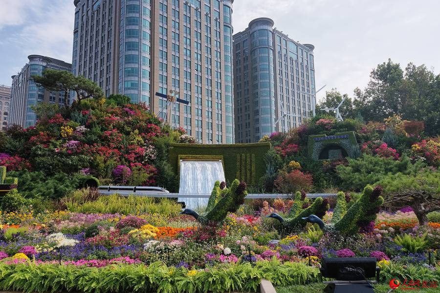 Beijing, dieci composizioni floreali tridimensionali per la Festa Nazionale fanno il loro debutto lungo il viale Chang'an
