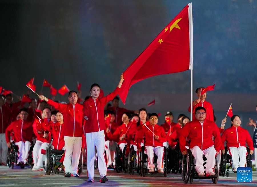 Cerimonia di apertura della V edizione dei Giochi Paralimpici Asiatici a Nagoya: la sfilata della delegazione cinese